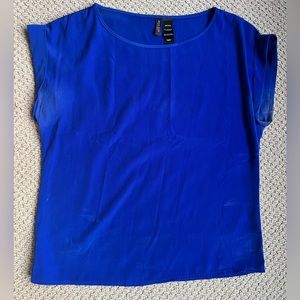Blue Blouse capped sleeves